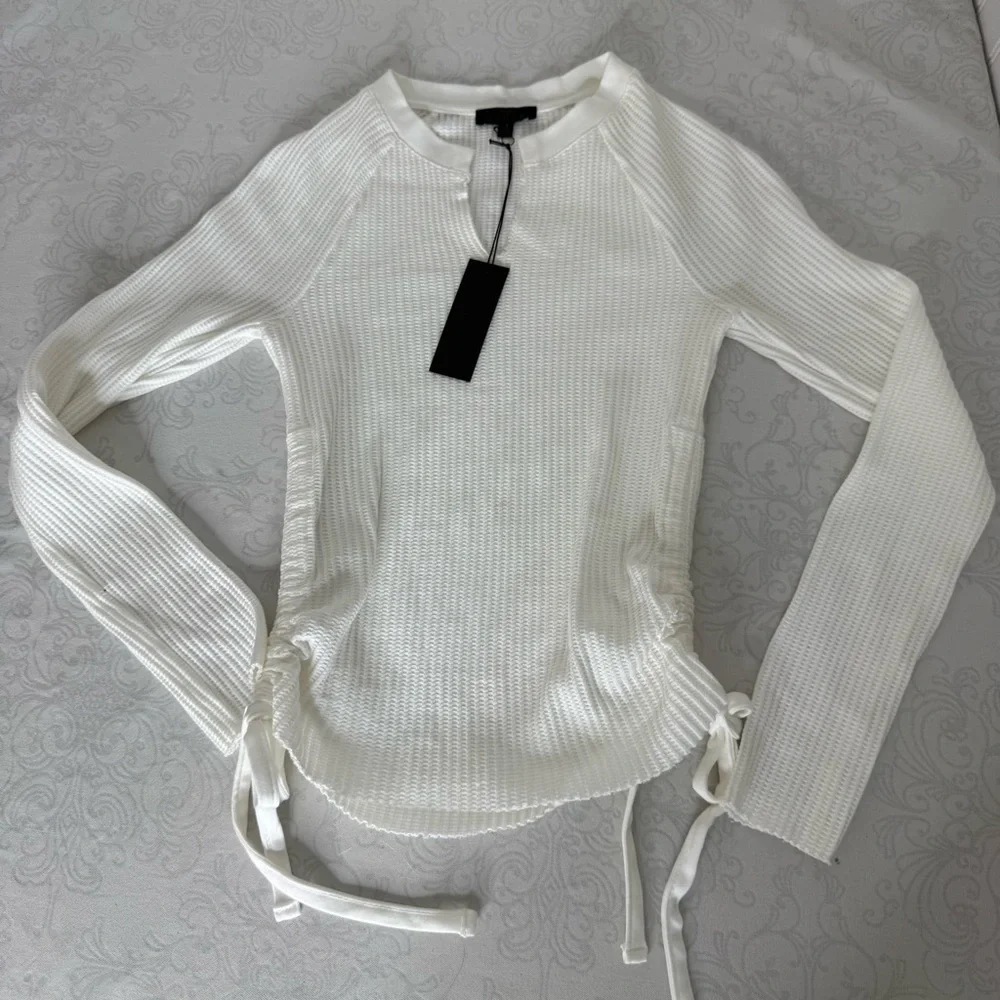 The Range Stark Jumbo Waffle Knit Gathered Slash Long Sleeve Top Size XS - Picture 2 of 13